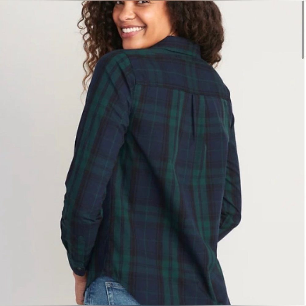 Blue & Green Plaid Flannel Shirt [OLD NAVY]